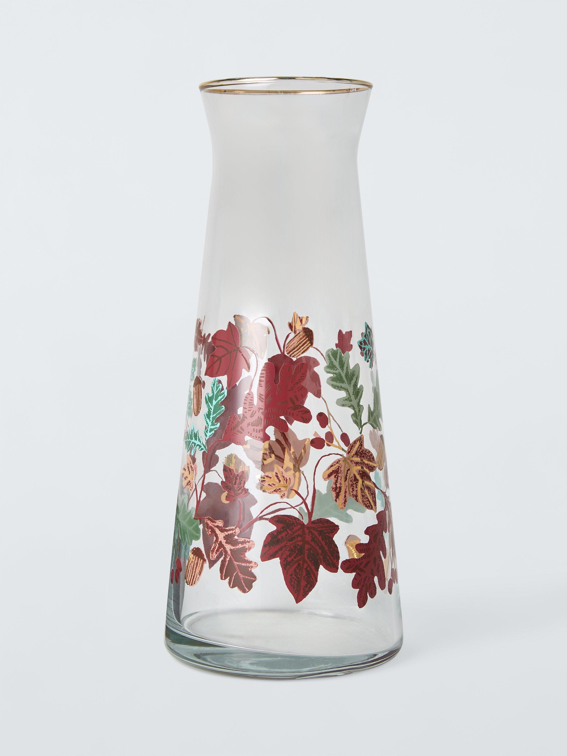John Lewis Autumn Leaves Glass Carafe, 1.1L, Multi