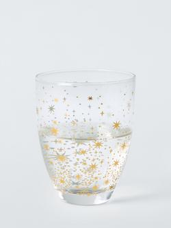 John Lewis Stars Metallic Glass Tumbler, 350ml, Gold - view 2, Gold