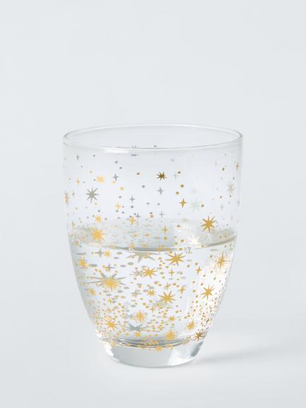 John Lewis Stars Metallic Glass Tumbler, 350ml, Gold - view 2, Gold