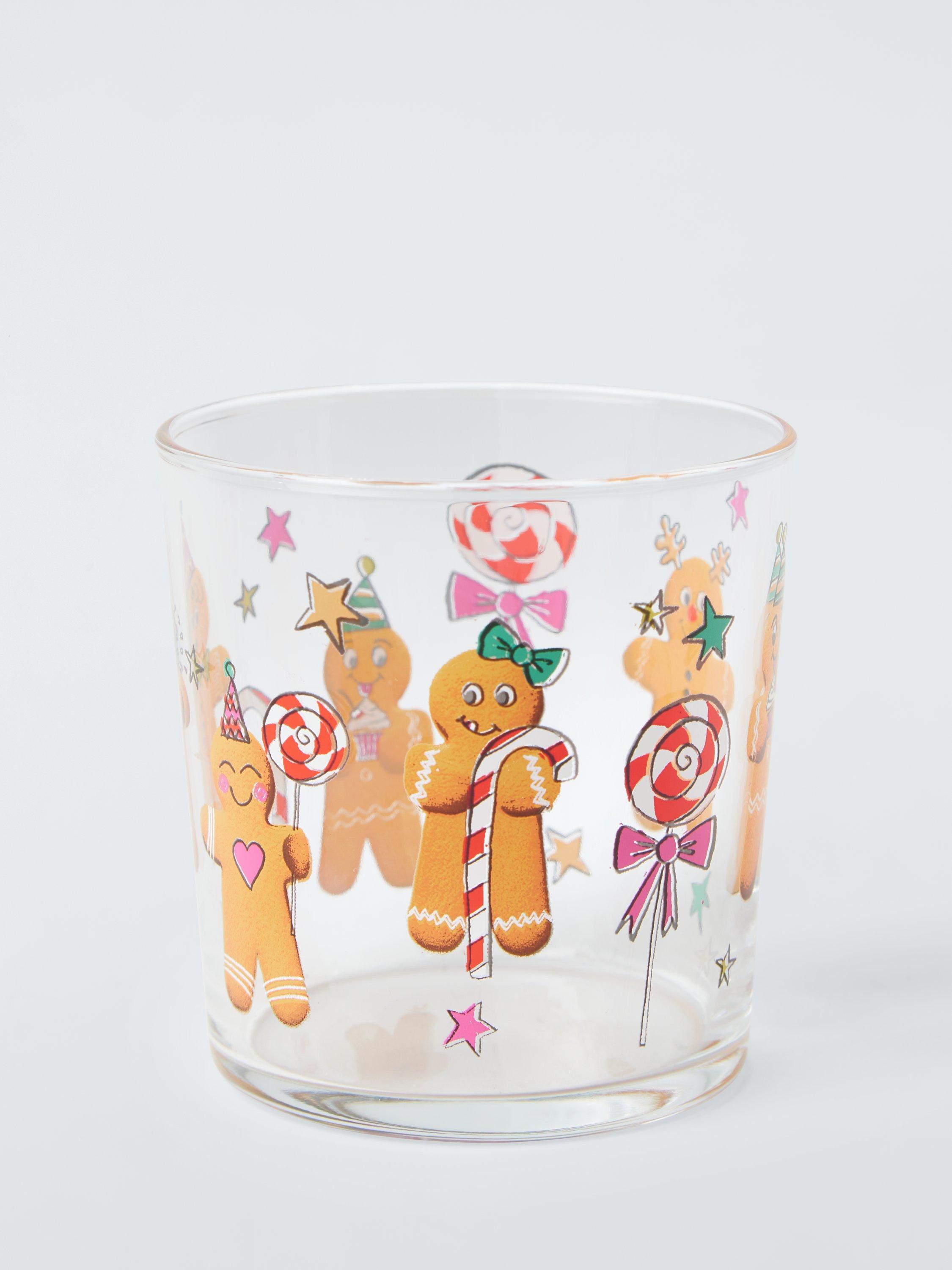 John Lewis Gingerbread Glass Tumbler, 380ml, Multi