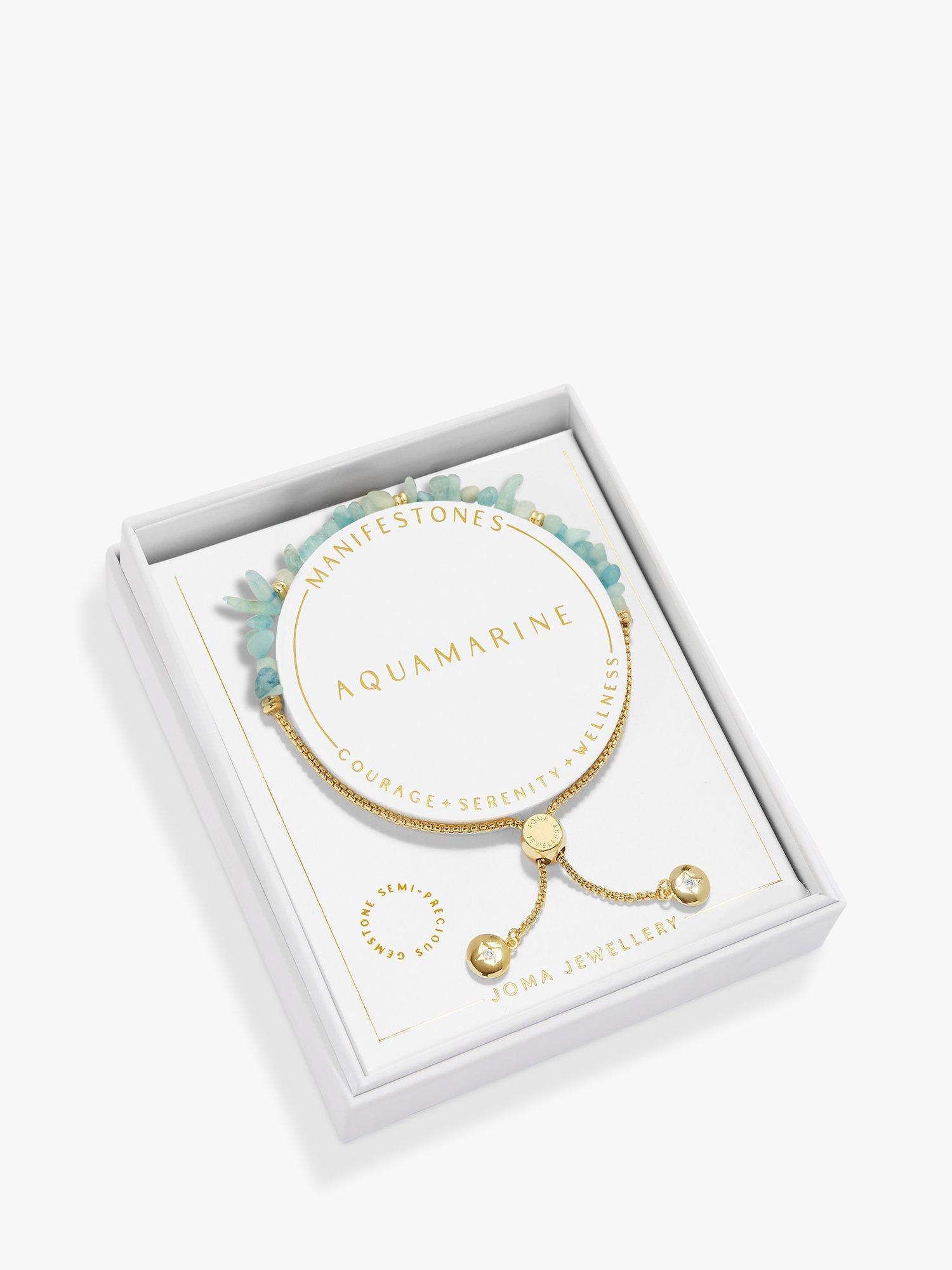 Product image 2 of 5, which shows Joma Jewellery Manifestones Aquamarine Gold Plated Bracelet, Gold