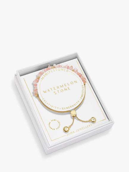 Joma Jewellery Manifestones Watermelon Stone Slider Bracelet, Gold - view 2, Gold
