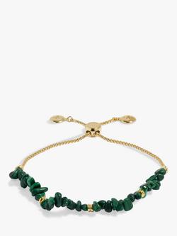 Joma Jewellery Manifestones Malachite Gold Plated Bracelet, Gold, Gold