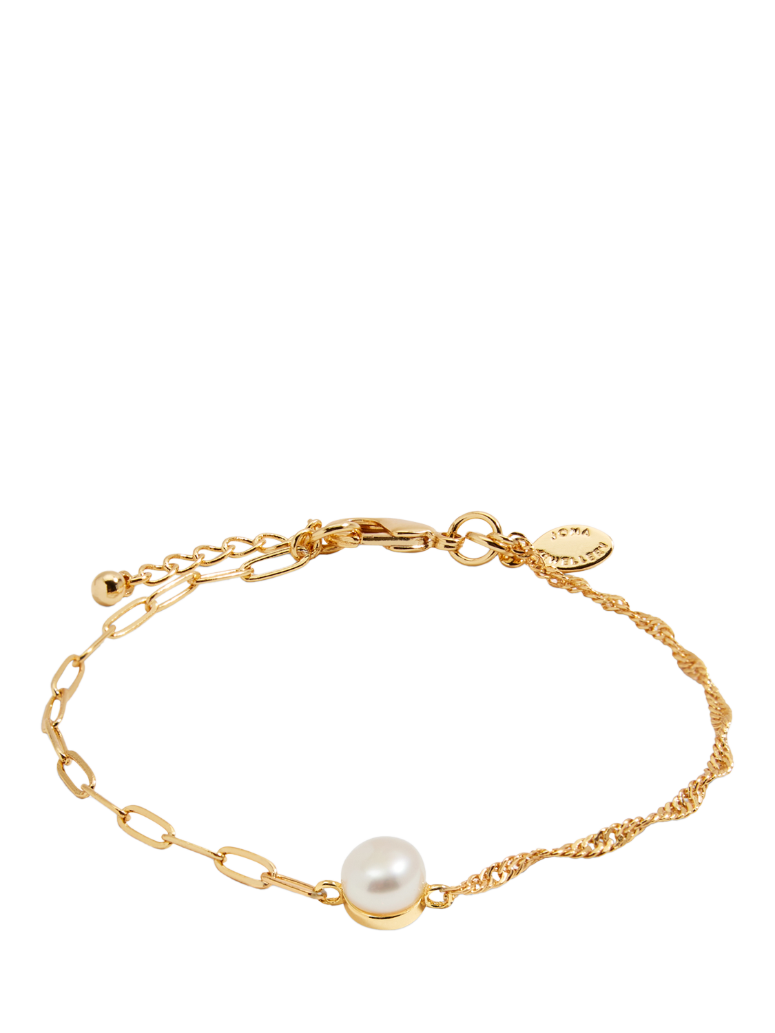 Product image 5 of 6, which shows Joma Jewellery Stacks of Style Pearl Chain Bracelet, Set of 2, Gold