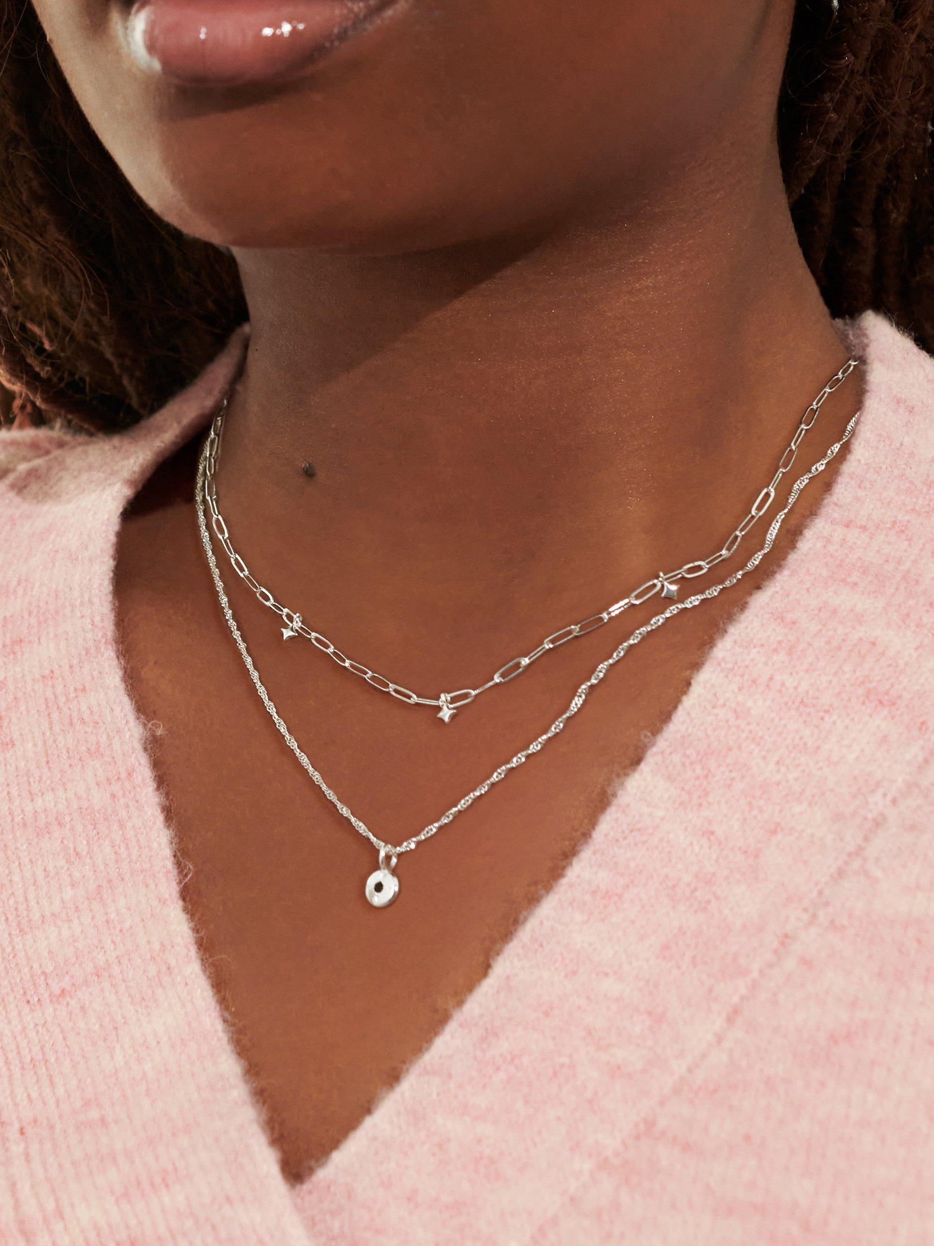 Product image 4 of 5, which shows Joma Jewellery Stacks Of Style Silver Gem Silver Plated Necklaces, Silver