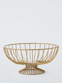 John Lewis Footed Wire Basket, 27cm, Gold, 