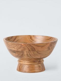 John Lewis Footed Serving Bowl, 27cm, FSC-Certified (Acacia Wood), Natural, 