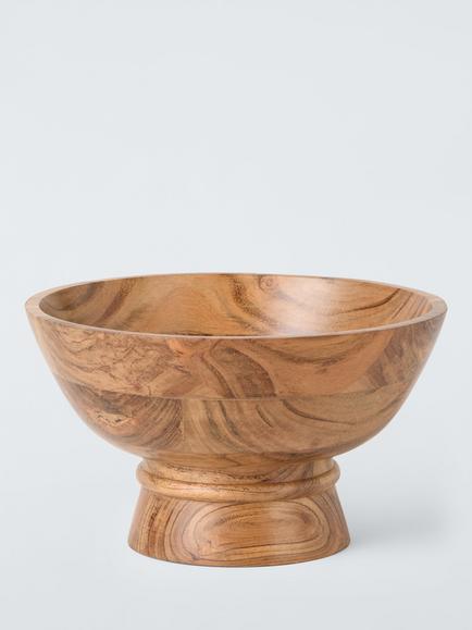 John Lewis Footed Serving Bowl, 27cm, FSC-Certified (Acacia Wood), Natural, 