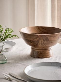 John Lewis Footed Serving Bowl, 27cm, FSC-Certified (Acacia Wood), Natural - view 2, 