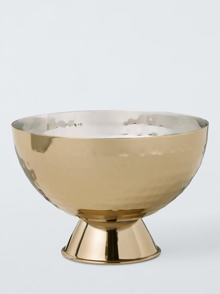 John Lewis Hammered Stainless Steel Footed Small Bowl, 12cm, Gold, 