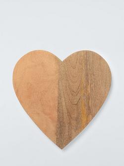 John Lewis Heart Mango Wood Serve Board, 30.5cm, Natural - view 2, Natural