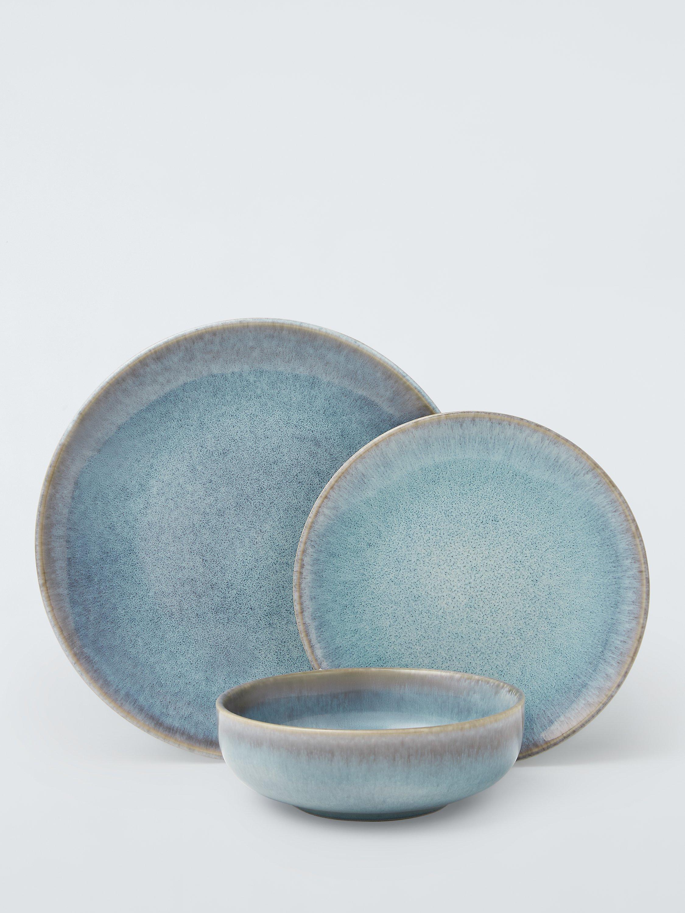 John Lewis ANYDAY Artisan Stoneware Dinnerware 12 Piece Light Blue