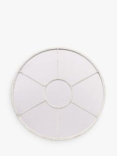 Gallery Direct Hayward Round Metal Frame Window Wall Mirror, 60cm, White