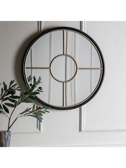 Gallery Direct Compton Round Metal Frame Window Wall Mirror - view 2, Gold
