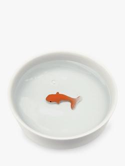 SUCK Goldfish Pet Cat Ceramic Water Bowl, White