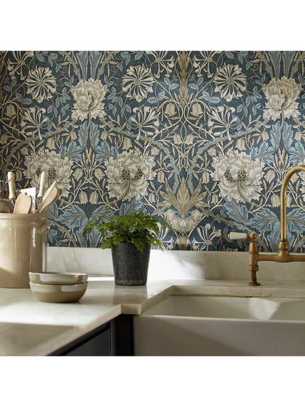 Morris & Co.Honeysuckle & Tulip Wallpaper, Woad/Thyme MFRW217371 - view 2, 