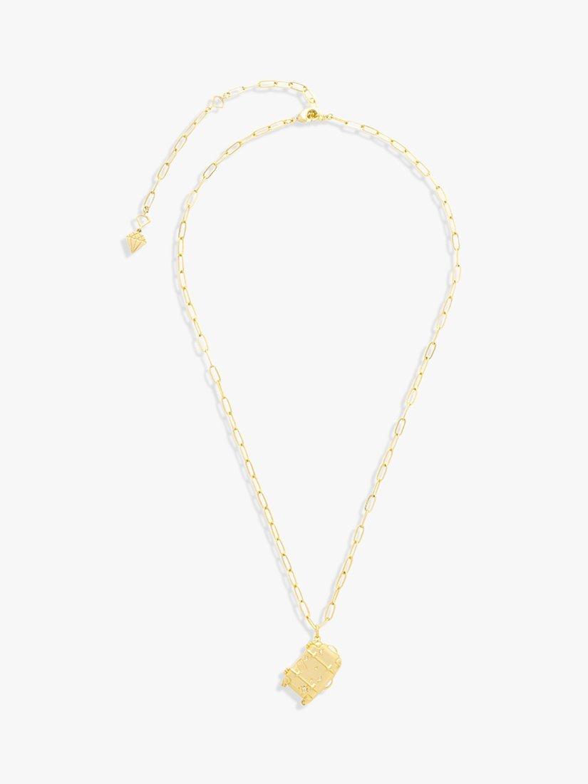 Wanderlust + Co Luggage Pendant Necklace, Gold