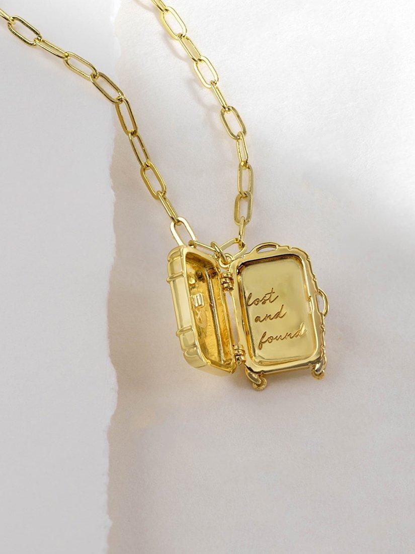 Wanderlust + Co Luggage Pendant Necklace, Gold