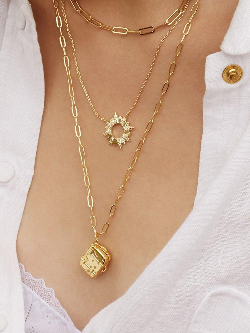 Wanderlust + Co Luggage Pendant Necklace, Gold