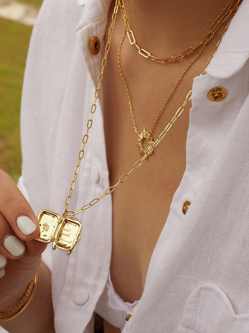 Wanderlust + Co Luggage Pendant Necklace, Gold