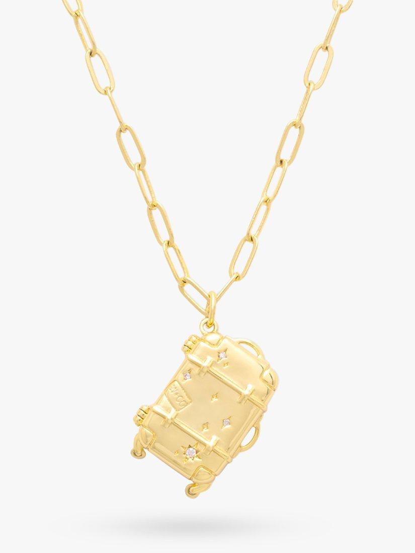 Wanderlust + Co Luggage Pendant Necklace, Gold