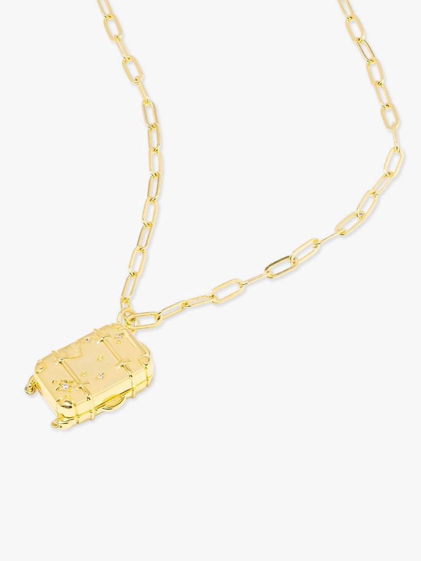 Wanderlust + Co Luggage Pendant Necklace, Gold