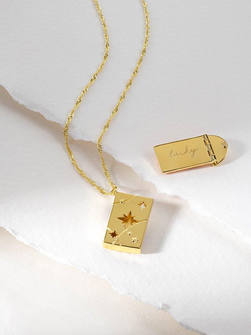 Product image 4 of 10, which shows Wanderlust + Co Red Packet Pendant Necklace, Gold