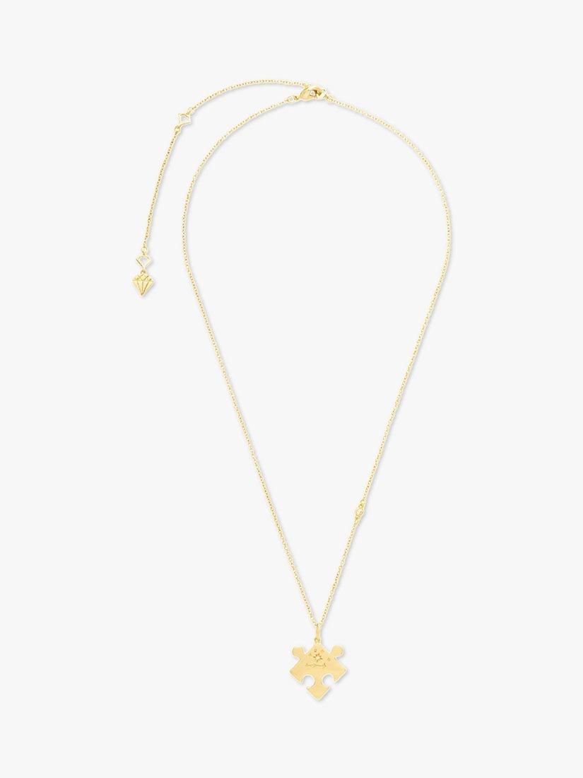 Product image 1 of 8, which shows Wanderlust + Co Puzzle Piece Pendant Necklace, Gold
