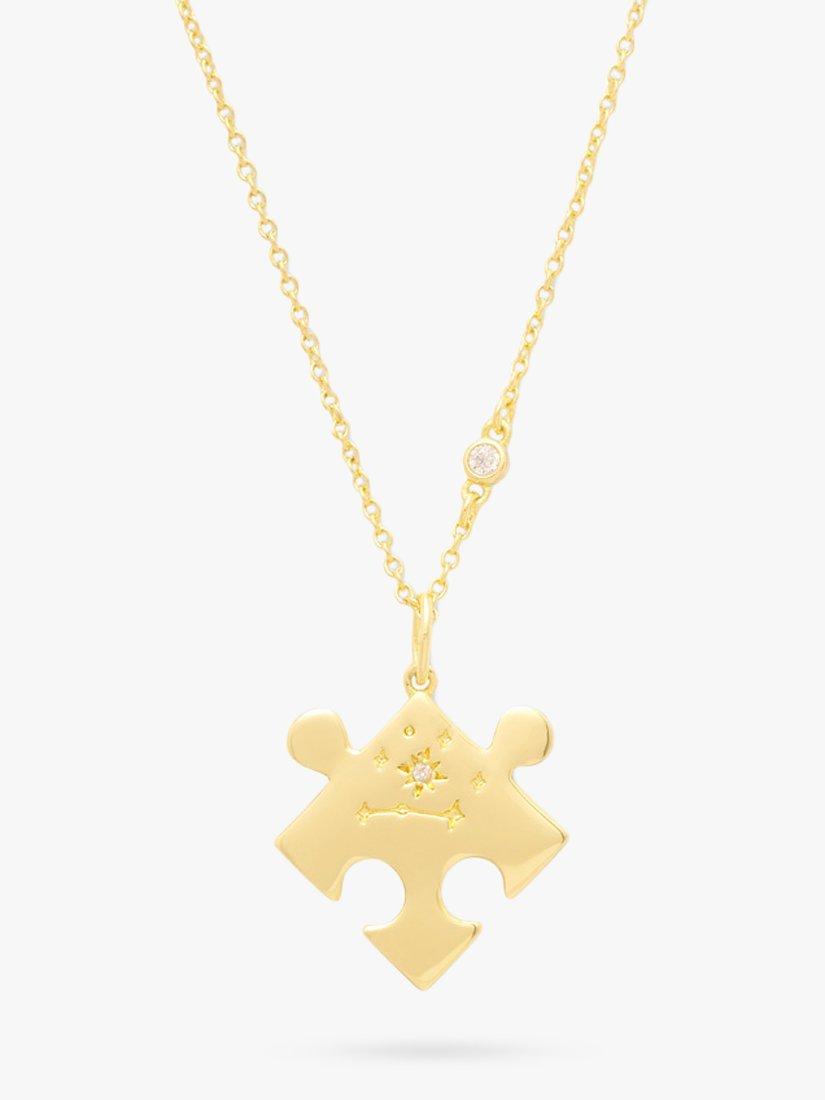 Product image 5 of 8, which shows Wanderlust + Co Puzzle Piece Pendant Necklace, Gold