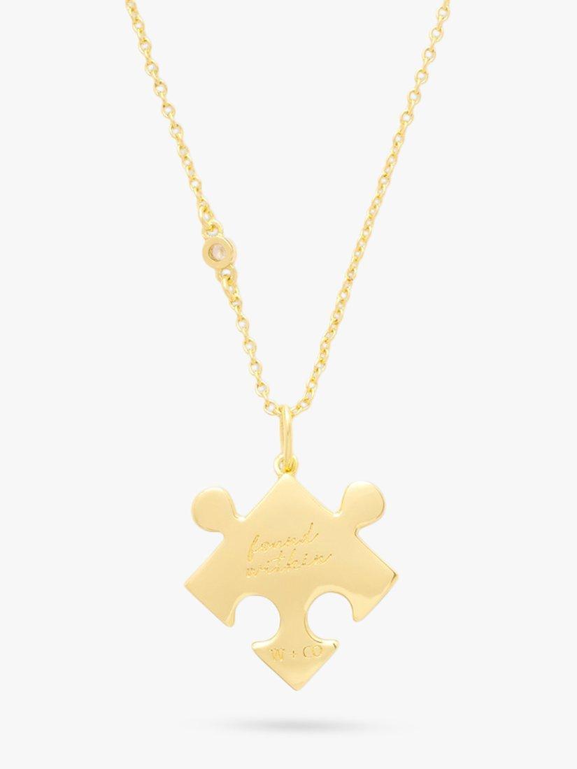 Product image 6 of 8, which shows Wanderlust + Co Puzzle Piece Pendant Necklace, Gold