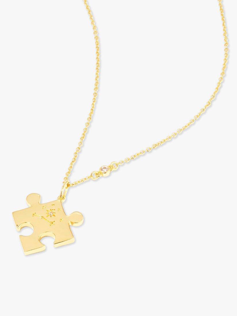 Product image 7 of 8, which shows Wanderlust + Co Puzzle Piece Pendant Necklace, Gold