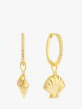 Wanderlust + Co Shell Hoop Earrings, Gold