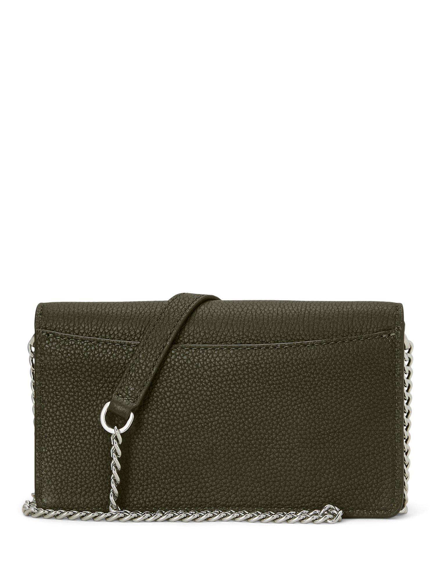 Lauren Ralph Lauren Pebbled Leather Flapover Crossbody Bag, Dark Olive