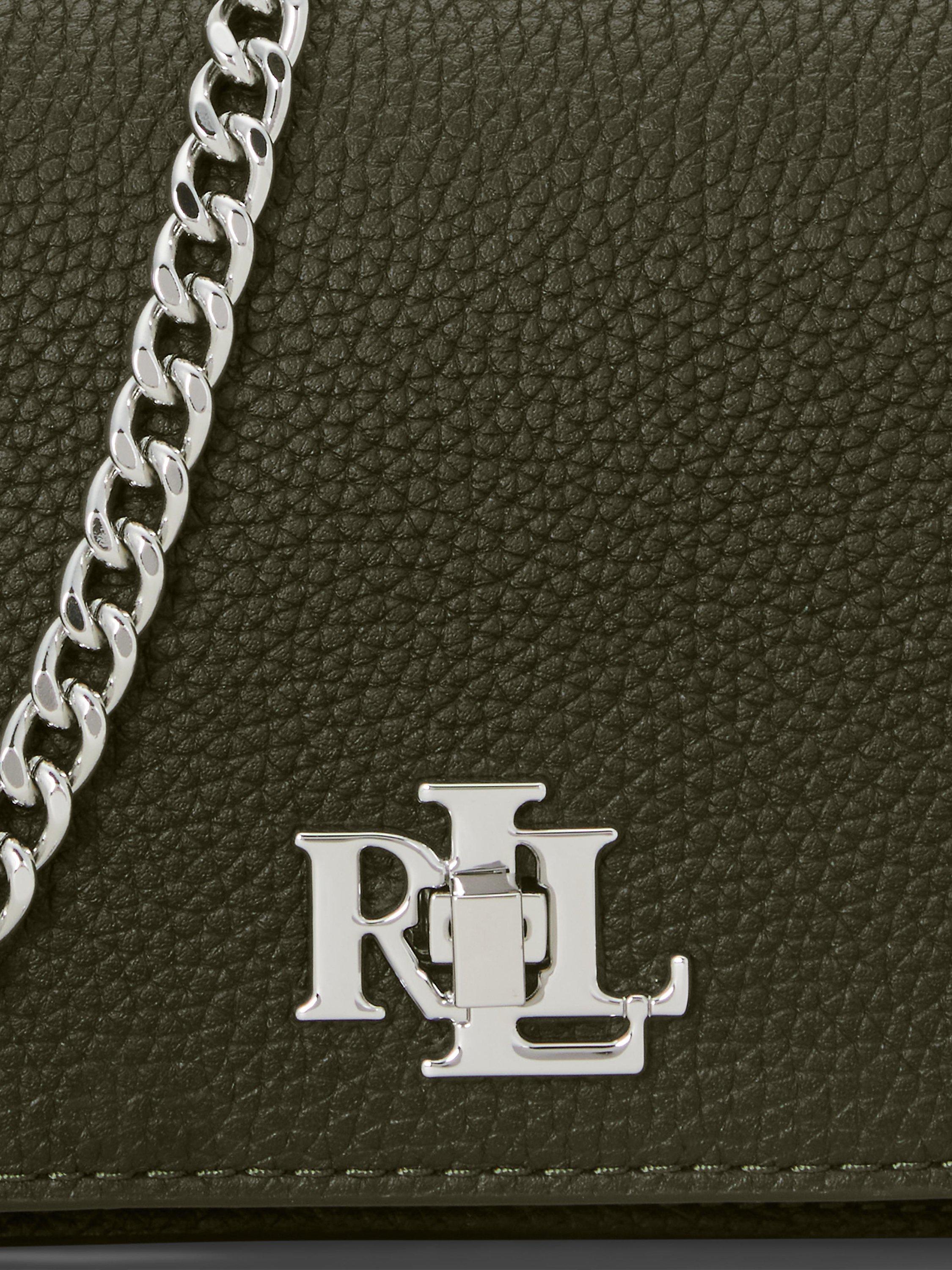 Lauren Ralph Lauren Pebbled Leather Flapover Crossbody Bag, Dark Olive