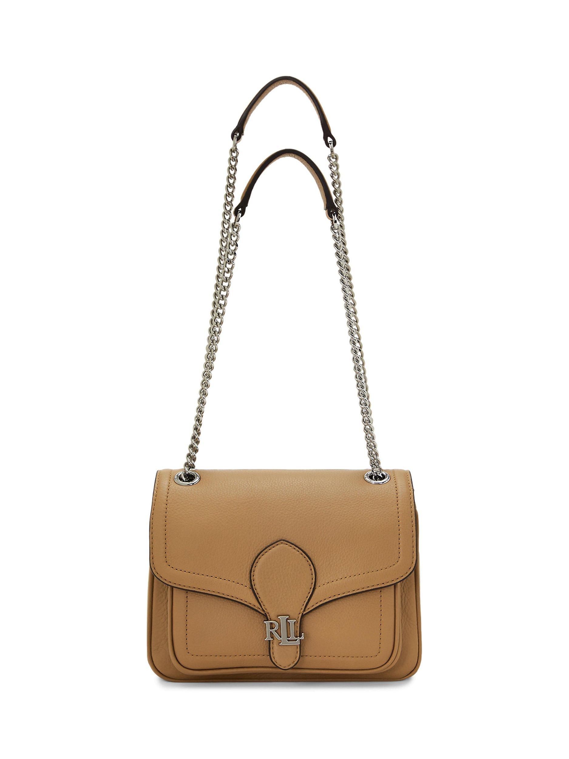 Lauren Ralph Lauren Bradley Pebbled Leather Small Shoulder Bag Camel