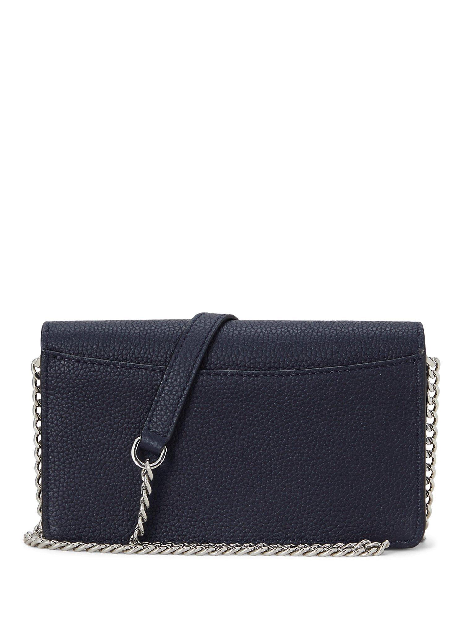 Product image 2 of 7, which shows Lauren Ralph Lauren Pebbled Leather Flapover Crossbody Bag, Refined Navy