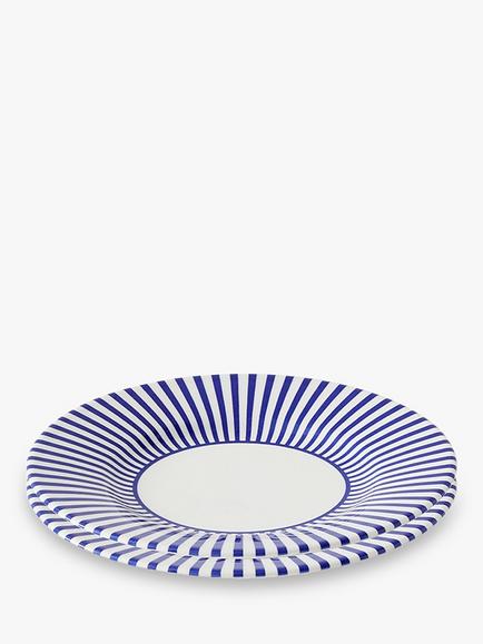 Spode Steccato Narrow Stripe Earthenware Side Plate, Set of 2, 18cm, Blue/White - view 2, Blue/White