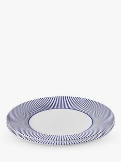 Spode Steccato Narrow Stripe Earthenware Dinner Plate, Set of 2, 28cm, Blue/White - view 2, Blue/White