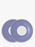 Spode Steccato Narrow Stripe Earthenware Salad Plate, Set of 2, 22cm, Blue/White