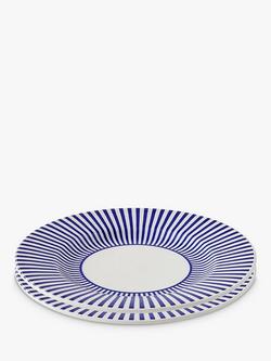 Spode Steccato Narrow Stripe Earthenware Salad Plate, Set of 2, 22cm, Blue/White - view 2, Blue/White