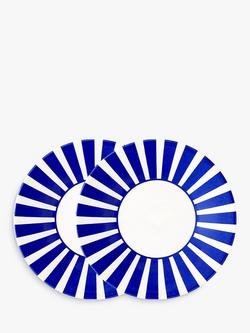 Spode Steccato Bold Stripe Earthenware Side Plate, Set of 2, 18cm, Blue/White, Blue/White