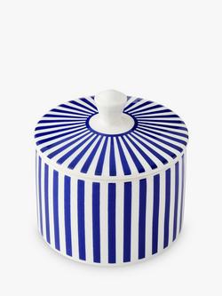 Spode Steccato Narrow Stripe Earthenware Sugar Pot, 280ml, Blue/White - view 2, Blue/White