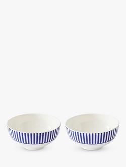 Spode Steccato Narrow Stripe Earthenware Bowl, Set of 2, 16.3cm, Blue/White, Blue/White