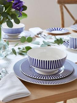 Spode Steccato Narrow Stripe Earthenware Bowl, Set of 2, 16.3cm, Blue/White - view 2, Blue/White