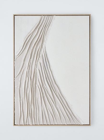 John Lewis 'Gathers' Framed Hand Painted 3D Canvas, 100 x 70cm, Neutral, Natural