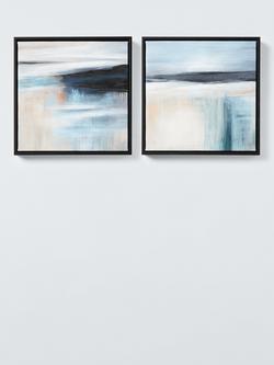 John Lewis 'Misty Skies' Framed Embellished Canvas Print, Set of 2, 35 x 35cm, Blue, Blue