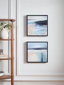 John Lewis 'Misty Skies' Framed Embellished Canvas Print, Set of 2, 35 x 35cm, Blue - view 2, Blue