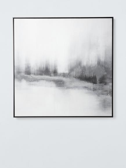 John Lewis 'Winter's Dream' Embellished Framed Canvas Print, 100 x 100cm, White/Grey, White