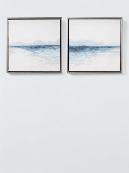 John Lewis 'Blue Seas' Framed Canvas Prints, Set of 2, 35 x 35cm, Blue, Blue
