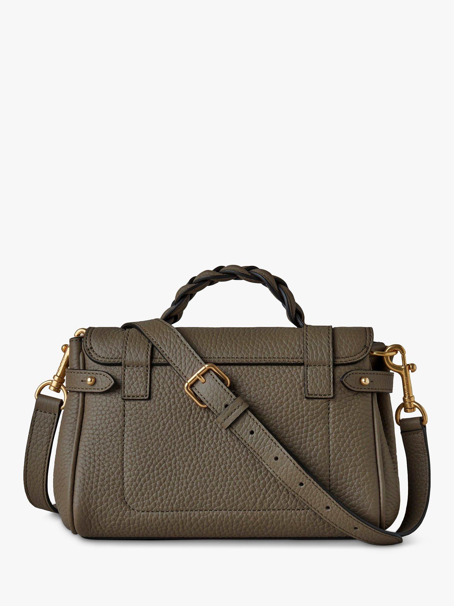 Product image 2 of 6, which shows Mulberry Mini Alexa Heavy Grain Leather Cross Body Bag, Linen Green